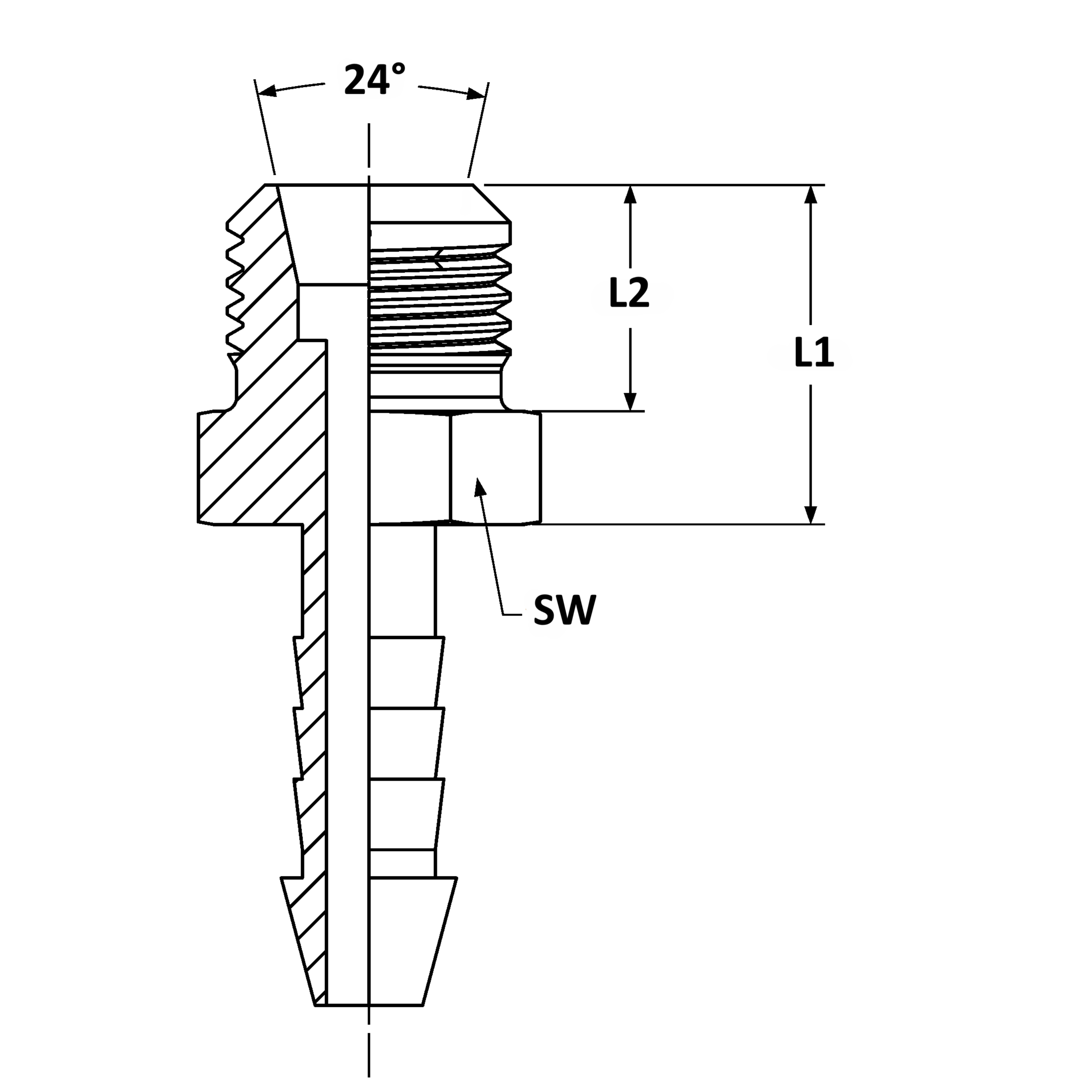 Nipple with external thread 24°